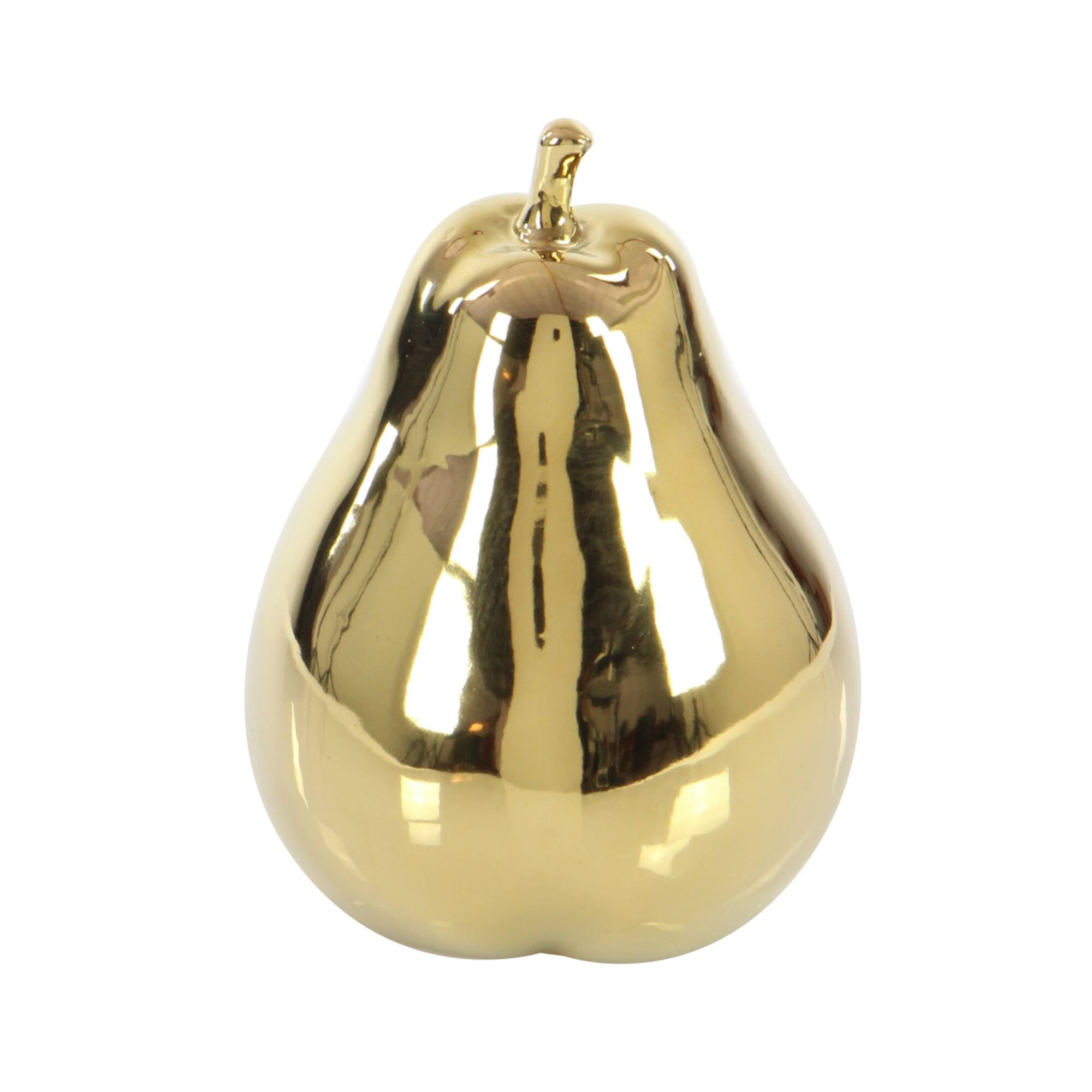 Set of 4 Gold Stoneware Glam Fruit Sculpture, 11" x 8"